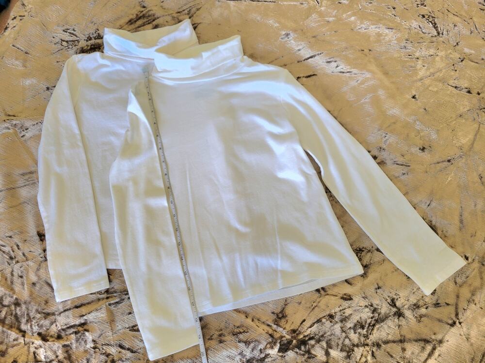 Cat & Jack Girls 2pc White Turtleneck Set Long Sleeve Layering Tops Size S 6/7
